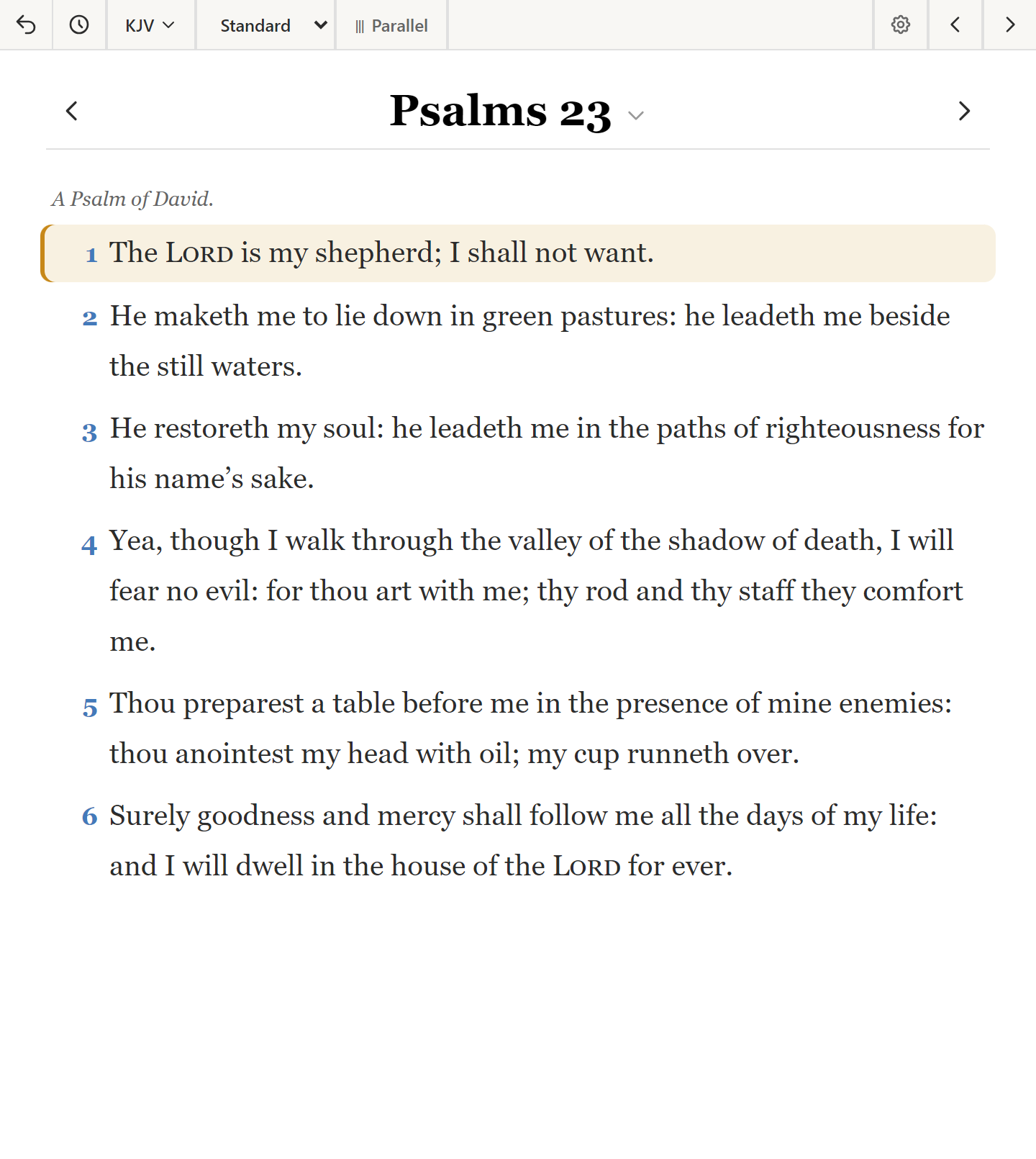 The same passage in Standard mode, with its footnote and cross-reference markers