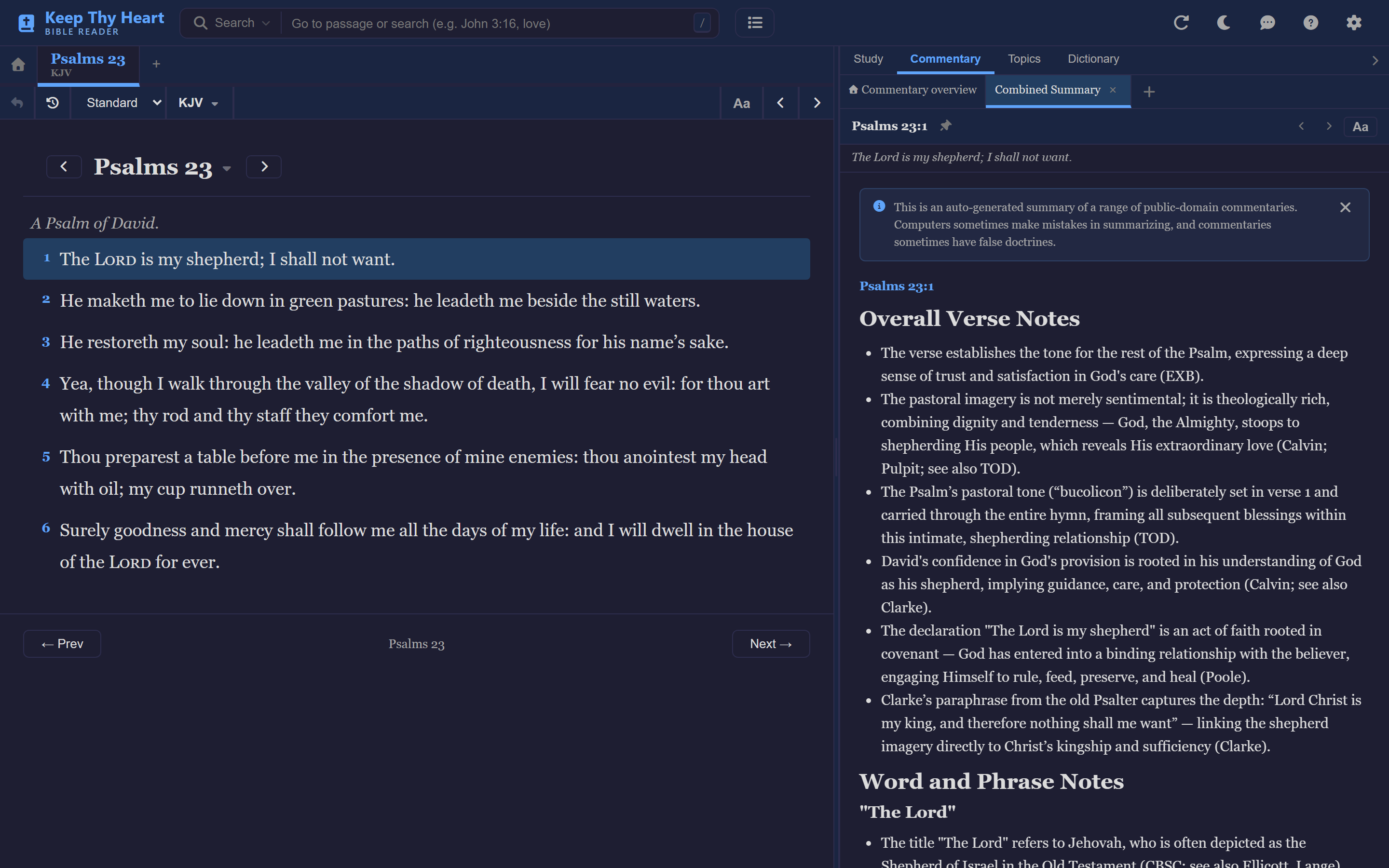 The same passage shown in the Light theme and the Dark theme