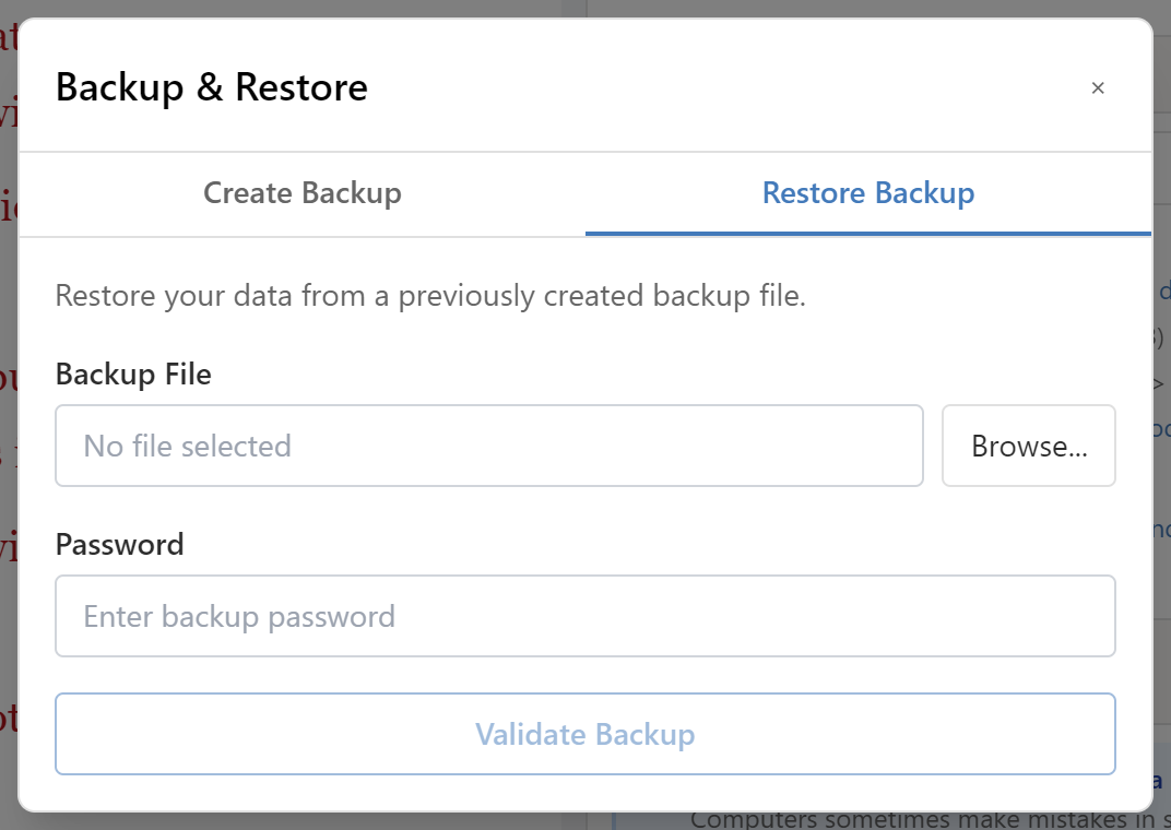 The restore dialog, showing the Merge and Replace All choice
