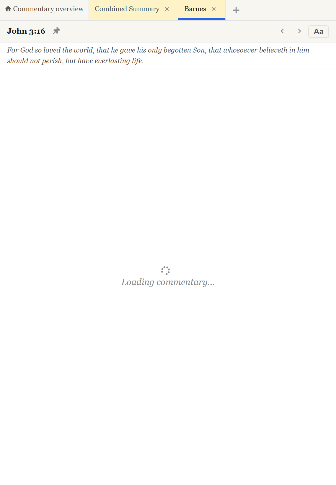 A single commentary entry open in its own tab