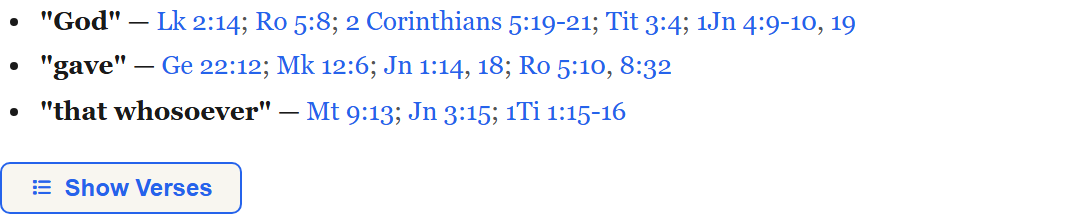 The Cross-References section showing related verses for a passage